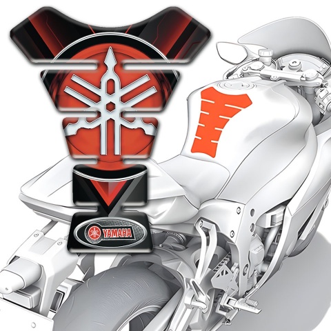 Yamaha Tank Pad Motorbike Black Base with Red V Shape Detail Design 