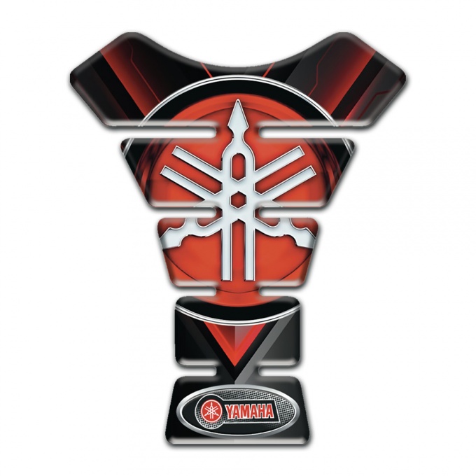 Yamaha Tank Pad Motorbike Black Base with Red V Shape Detail Design 