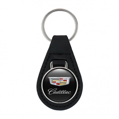 Cadillac Schlusselanhanger aus Leder Schwarz mit Klassisch Logo Stil