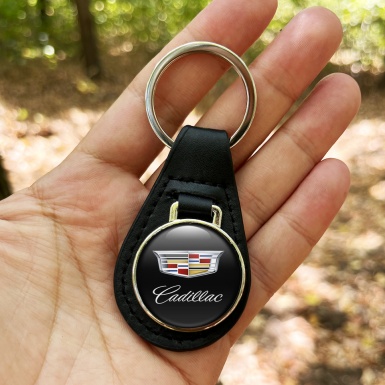 Cadillac Schlusselanhanger aus Leder Schwarz mit Klassisch Logo Stil