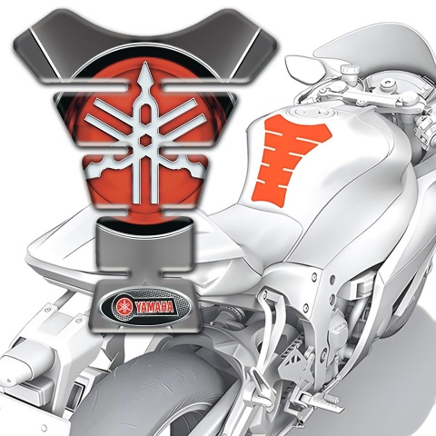 Yamaha  Tank Pad Protector Gray with White Stripes background and Big logo 