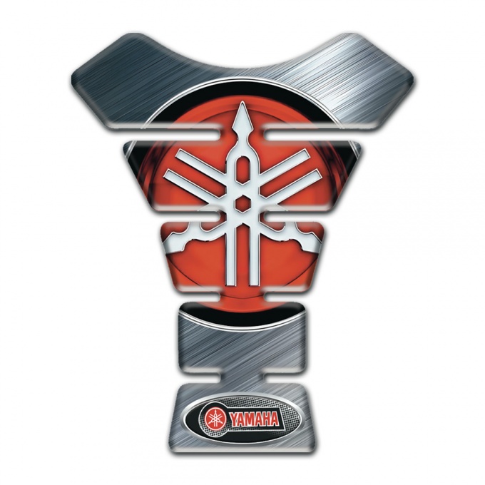 Yamaha Tank Guard Pads Brushed Metal effect base Classic Logo 
