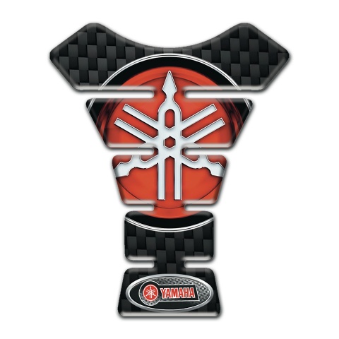 Yamaha Tank Pad Protector Black Fibers style Classic red Logo 