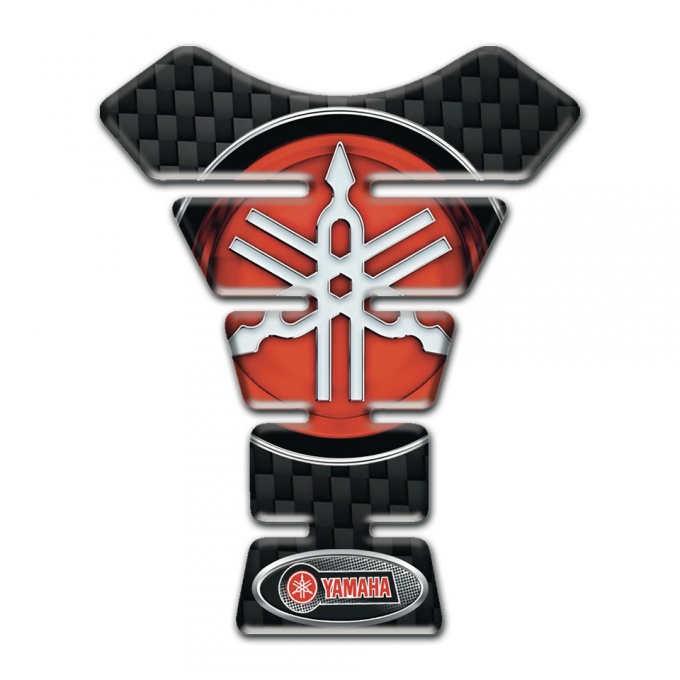 Yamaha Tank Pad Protector Black Fibers style Classic red Logo 