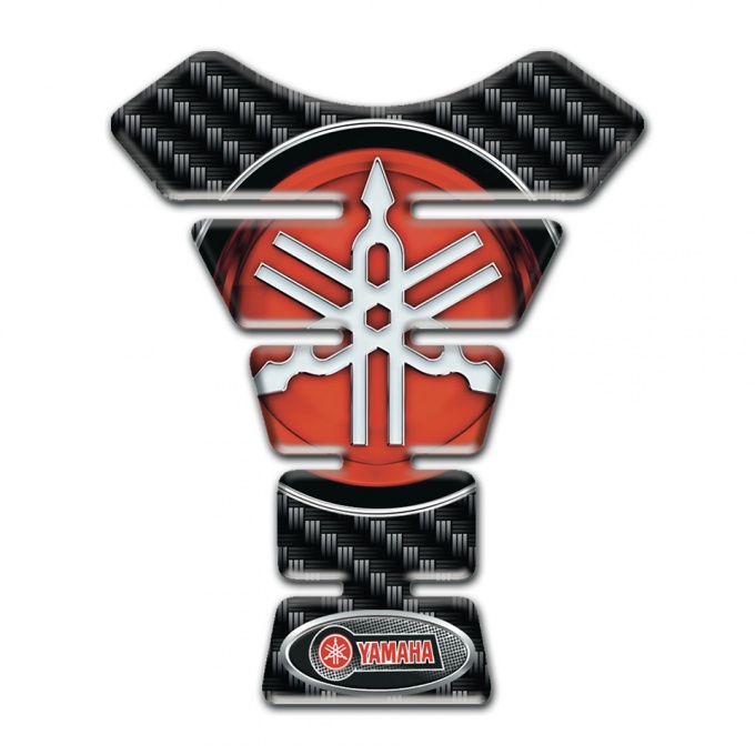 Yamaha Tank Pad Motorbike Black carbon Style Classic Round logo 