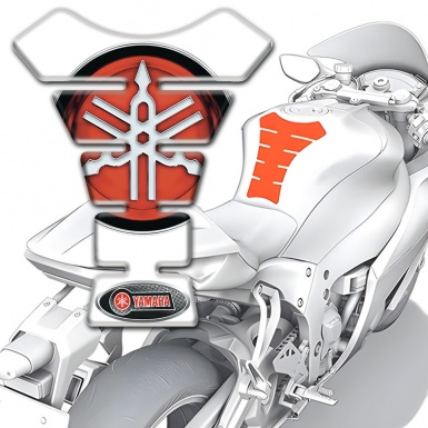 Yamaha Tank Guard Pads White Print red Big Logo
