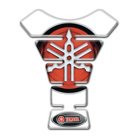 Yamaha Tank Guard Pads White Print red Big Logo