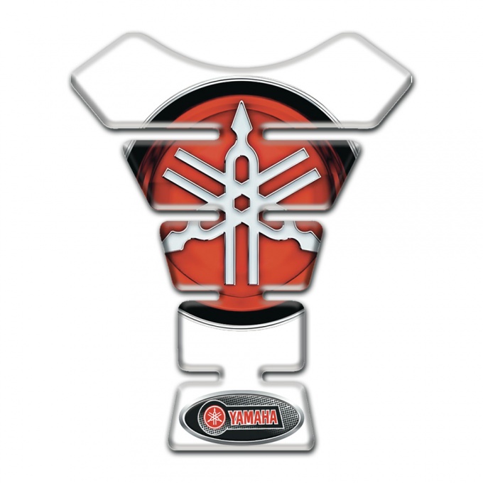 Yamaha Tank Guard Pads White Print red Big Logo