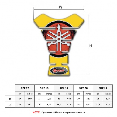 Yamaha Tank Pad Protector Yellow Print Round Red logo 