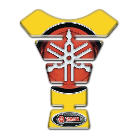 Yamaha Tank Pad Protector Yellow Print Round Red logo 
