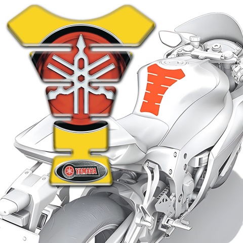 Yamaha Tank Pad Protector Yellow Print Round Red logo 