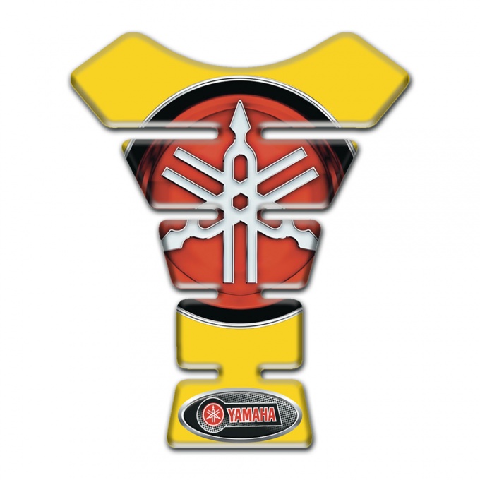 Yamaha Tank Pad Protector Yellow Print Round Red logo 