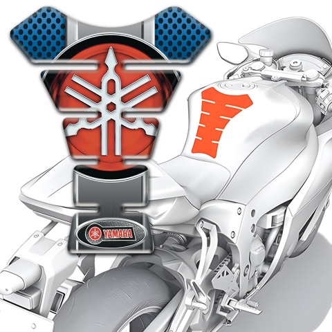 Yamaha Tank Guard Pads Gray Blue Details Design Big Logo Style 