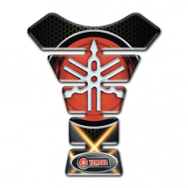 Yamaha Tank Pad Protector Crossed orange Lights Effect with Big Red Logo 