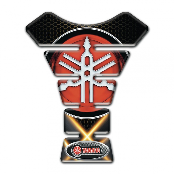 Yamaha Tank Pad Protector Crossed orange Lights Effect with Big Red Logo 