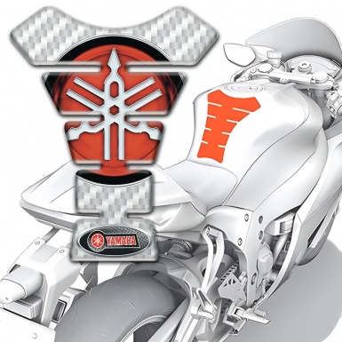 Yamaha Tank Guard Pads White Carbon Style Big Logo edition 