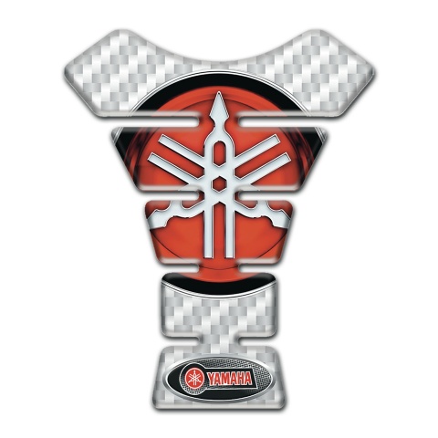 Yamaha Tank Guard Pads White Carbon Style Big Logo edition 