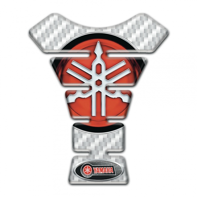 Yamaha Tank Guard Pads White Carbon Style Big Logo edition 