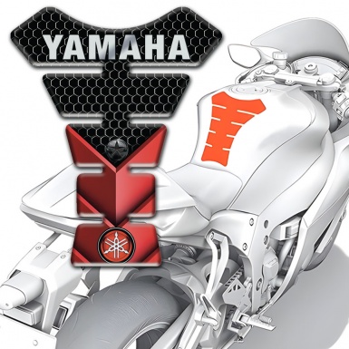 Yamaha Tank Guard Pads Red Black base Inscription Logo Style 