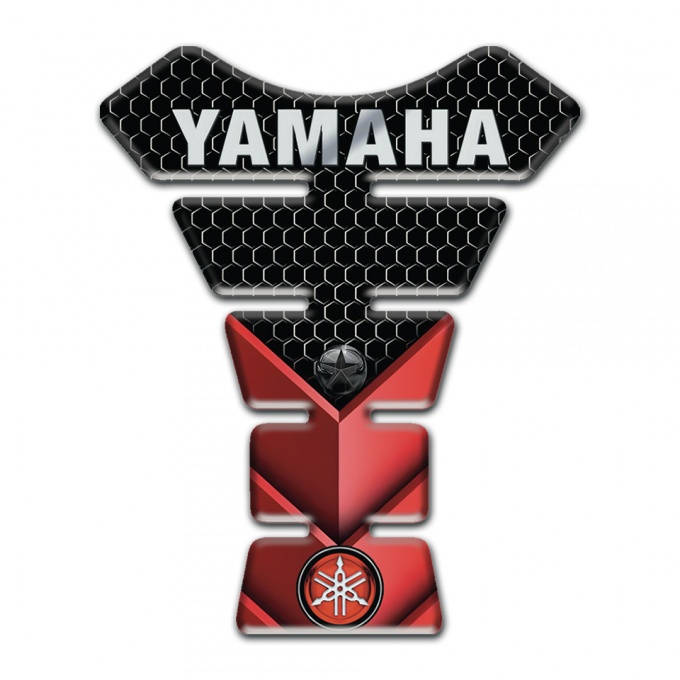 Yamaha Tank Guard Pads Red Black base Inscription Logo Style 
