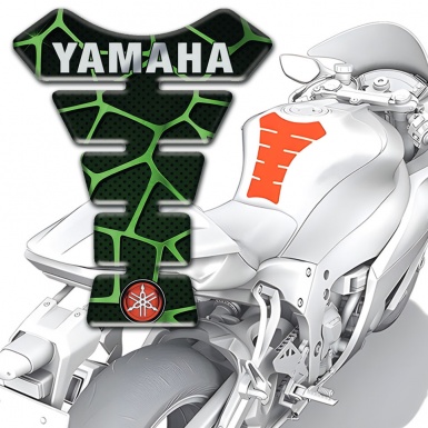 Yamaha Tank Protector Black with Green Patterns Base Inscription Logo style 