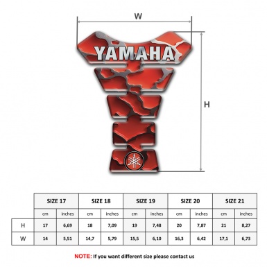 Yamaha Tank Pad Protector Red Plates Base Small logo 