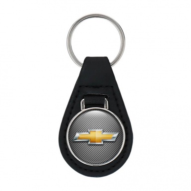 Chevrolet Keychain Leather Carbon Yellow Logo