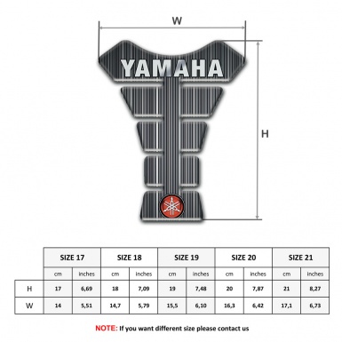 Yamaha Tank Guard Pads Gray with White Stripes design Small Logo Style 