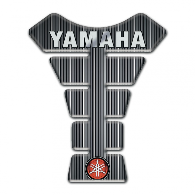 Yamaha Tank Guard Pads Gray with White Stripes design Small Logo Style 