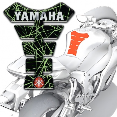 Yamaha Tank Pad Protector Black Base with Green Spider Web Decoration
