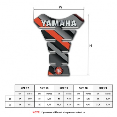 Yamaha Tank Pad Protector Diagonal Orange Grey patterns Style and Small logo 