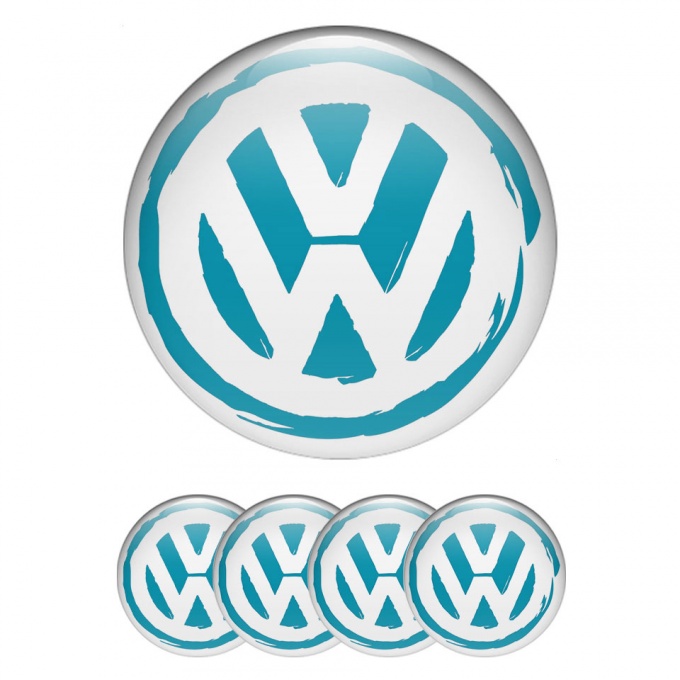 VW Logo Emblems for Center Caps White Base Custom