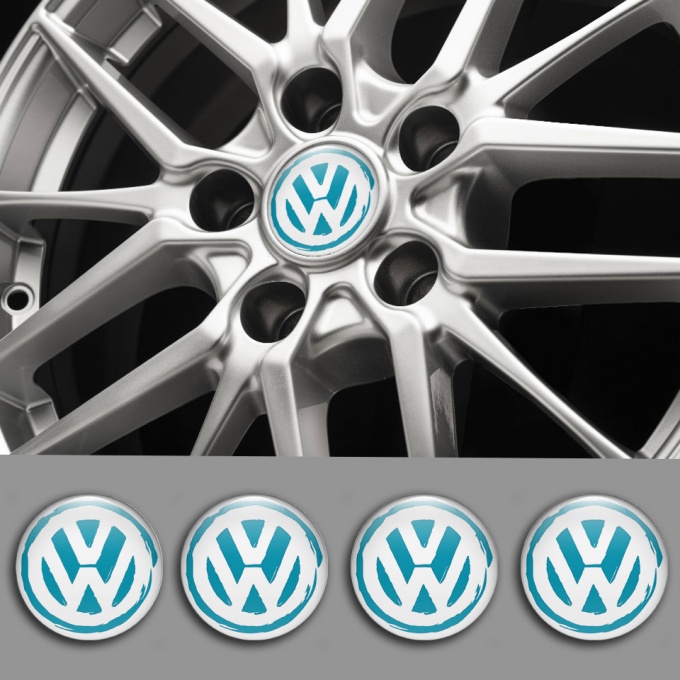 VW Logo Emblems for Center Caps White Base Custom | Wheel Emblems ...