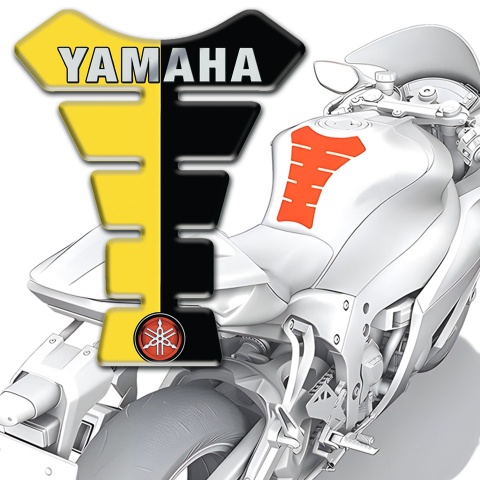 Yamaha Tank Fuse Yellow Black Halves Style Logo Inscription 