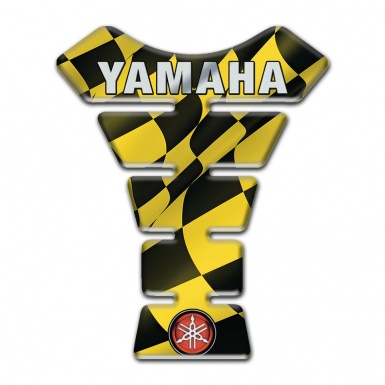 Yamaha Tank Pad Protector Black Yellow Squares base Small Logo 