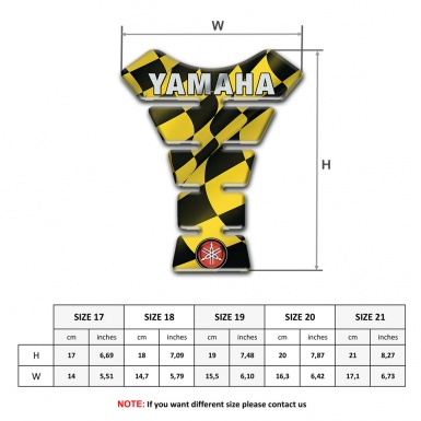Yamaha Tank Pad Protector Black Yellow Squares base Small Logo 