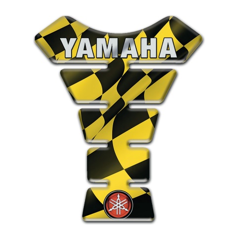 Yamaha Tank Pad Protector Black Yellow Squares base Small Logo 