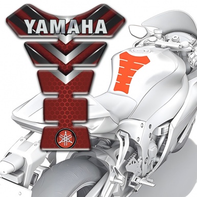 Yamaha Tank Guard Pads Red base with Nikel Details Style 