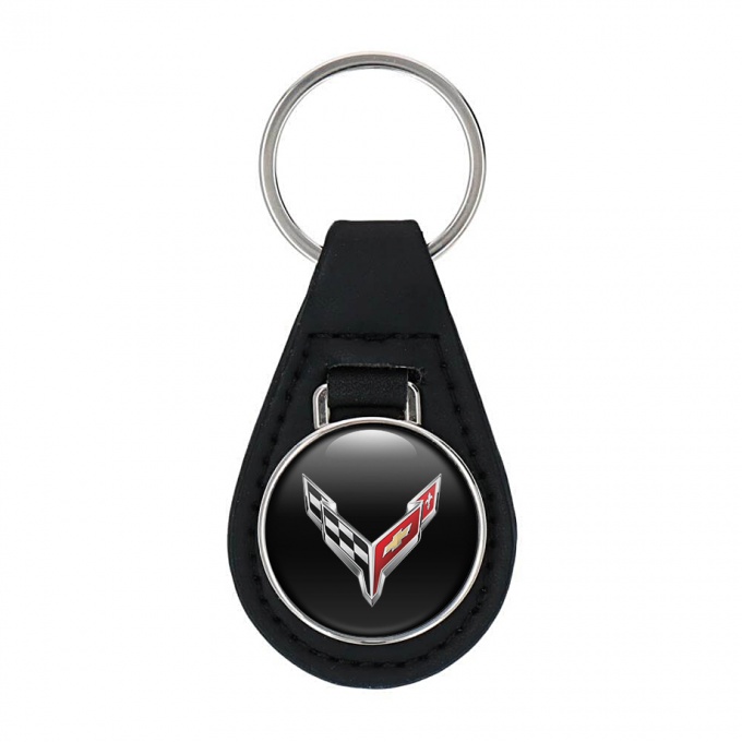 Chevrolet Corvette Autoschlusselanhanger aus Leder Schwarz Hintergrund 