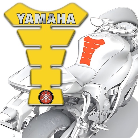 Yamaha Tank Guard Pads Yellow Design Grey label 