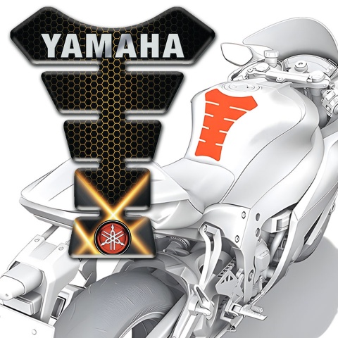 Yamaha Tank Protector Crossed Orange Lights Design Gray Logo Inscription 