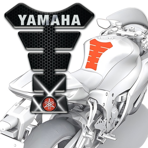 Yamaha Tank Guard Pads White Lights Design Grey Logo Inscription 