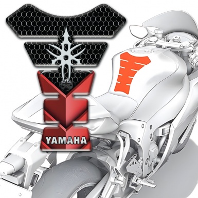 Yamaha Tank Guard Pads Red Black Base White Logo 