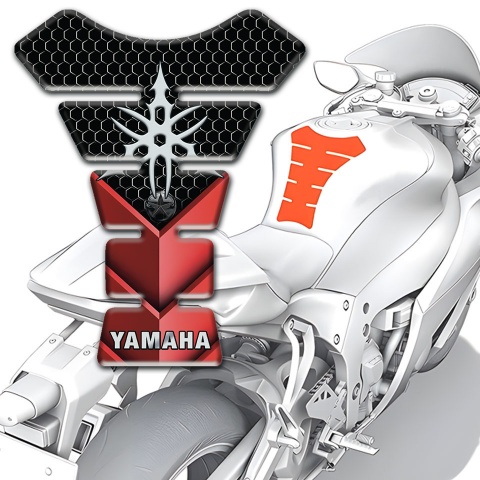 Yamaha Tank Guard Pads Red Black Base White Logo 