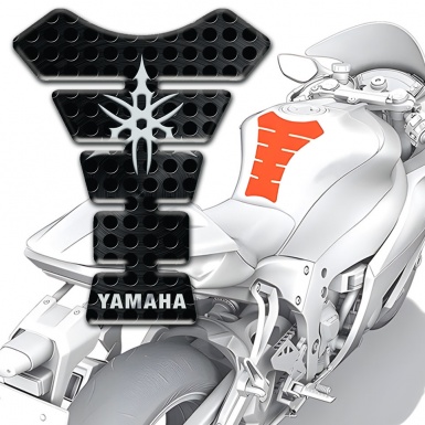 Yamaha Tank Protector Black Perforated base White Logo 
