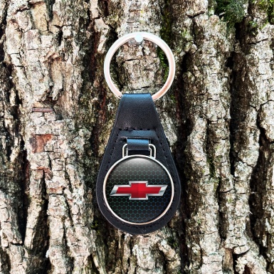 Chevrolet Key Fob Leather Black Hex Red Logo