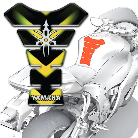 Yamaha Tank Fuse Yellow Green V Shape Details Base White Logo 