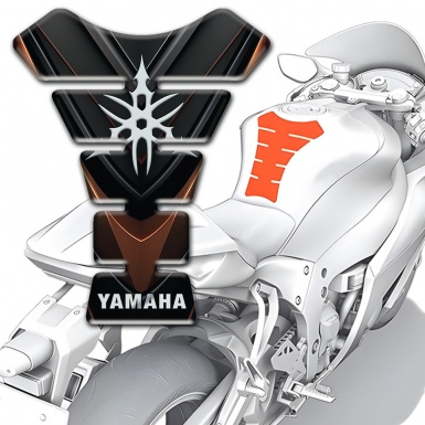 Yamaha Tank Guard Pads Black Brown Base White Logo 
