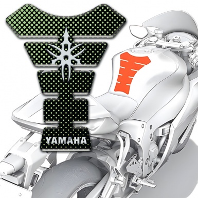 Yamaha Tank Protector Green Dots Bse Style White Logo 