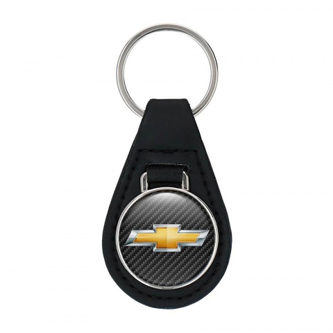 Chevrolet Keyring Holder Leather Carbon Silver Yellow Logo